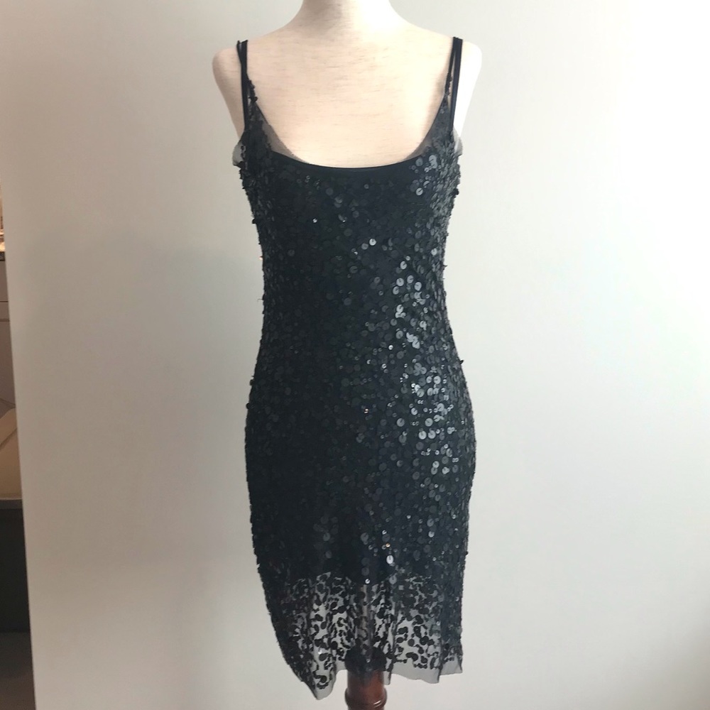 Sheer Sequined Arden B LBD w/ Black Slip - Size S